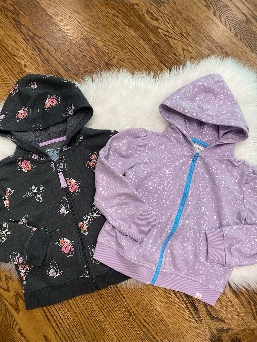 Sovereign Code Girls' Lavender SparkleSpeckle Zip Hoodie, butterfly hoodie 5T